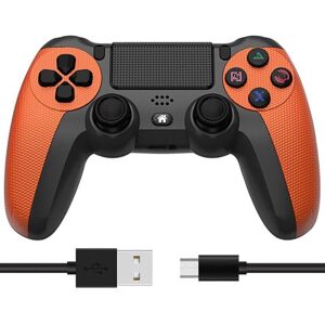 Kinsi Joystick inalámbrico compatible con PS4 Bluetooth doble vibración batería 600mAh antideslizante Negro/Naranja Kinsi Joystick inalámbrico compatible con PS4 Bluetooth doble vibración batería 600mAh antideslizante Negro/Naranja