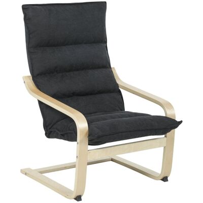 Homcom Sillón De Salón Moderno Con Respaldo Alto Patas De Madera Negro Homcom Sillón De Salón Moderno Con Respaldo Alto Patas De Madera Negro