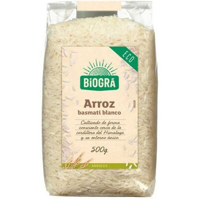 Arroz Basmati Blanco Bio - Grano largo, Aromático, 500g Arroz Basmati Blanco Bio - Grano largo, Aromático, 500g