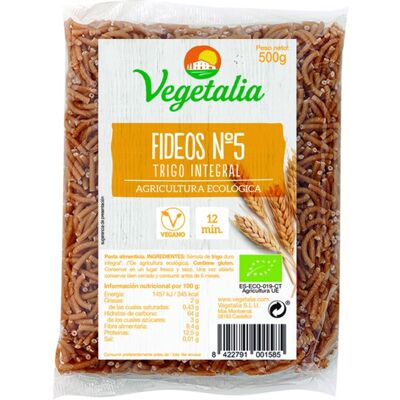 VEGETALIA FIDEO Nº 5 INTEGRAL BIO 500 GR VEGETALIA FIDEO Nº 5 INTEGRAL BIO 500 GR