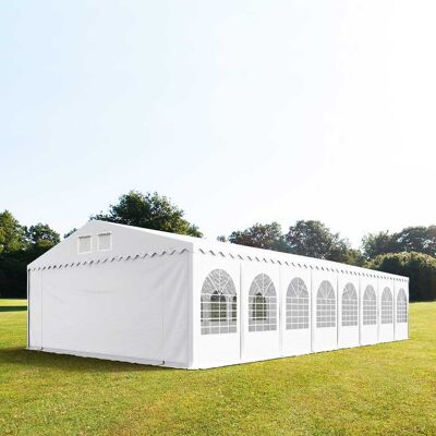 Carpa de 8x28m con laterales de 2.6m - Blanco, Resistente al agua Carpa de 8x28m con laterales de 2.6m - Blanco, Resistente al agua