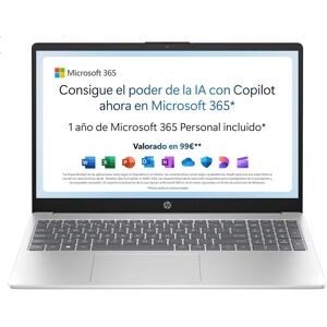 HP 15-fd0261ns - Ordenador portátil de 15.6" FHD (Intel N100, 4GB RAM, 128GB UFS, Intel UHD, Windows 11) Plata - Teclado QWERTY Español - Incluye Microsoft 365 Personal 12 Meses HP 15-fd0261ns - Ordenador portátil de 15.6" FHD (Intel N100, 4GB RAM, 128GB UFS, Intel UHD, Windows 11) Plata - Teclado QWERTY Español - Incluye Microsoft 365 Personal 12 Meses