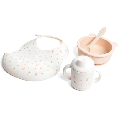 Bamboom Set Baby de Silicona: babero, tazón, cuchara y vaso con boquilla - Flower Field Bamboom Set Baby de Silicona: babero, tazón, cuchara y vaso con boquilla - Flower Field