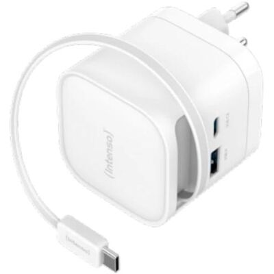 Intenso Cargador GaN W65ACIC retráctil Blanco 65W Intenso Cargador GaN W65ACIC retráctil Blanco 65W