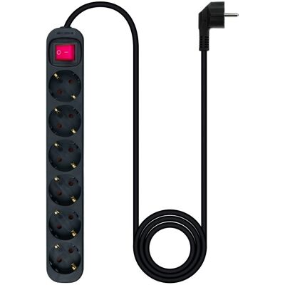 Nanocable Regleta 6 Tomas con Interruptor 10.37.0006-BK Negro Nanocable Regleta 6 Tomas con Interruptor 10.37.0006-BK Negro