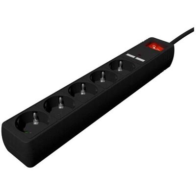 Gembird Regleta USB 5 Tomas, 1.5m, 2 USB Negro Gembird Regleta USB 5 Tomas, 1.5m, 2 USB Negro