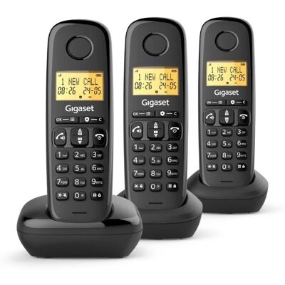 Siemens Gigaset Basic 100 DECT Negro Trio - Teléfono Inalámbrico Siemens Gigaset Basic 100 DECT Negro Trio - Teléfono Inalámbrico