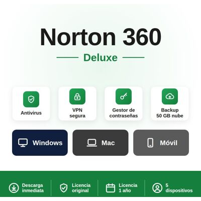 Symantec Norton 360 Deluxe 3-Devices + 25 GB Cloudstorage - 1 year Symantec Norton 360 Deluxe 3-Devices + 25 GB Cloudstorage - 1 year