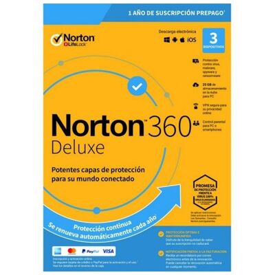 Symantec Norton 360 Deluxe 3-Devices + 25 GB Cloudstorage - 1 year Symantec Norton 360 Deluxe 3-Devices + 25 GB Cloudstorage - 1 year