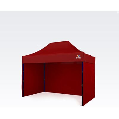 BRIMO Puesto de montaje rápido 2x3 m (3 paredes): solidez de acero para vendedores de mercado - con 3 paredes - Rojo BRIMO Puesto de montaje rápido 2x3 m (3 paredes): solidez de acero para vendedores de mercado - con 3 paredes - Rojo