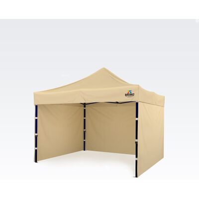 BRIMO Gazebo 3x3 m Estructura de acero con 3 paredes: Carpa de trabajo para artesanos - con 3 paredes - Beige BRIMO Gazebo 3x3 m Estructura de acero con 3 paredes: Carpa de trabajo para artesanos - con 3 paredes - Beige
