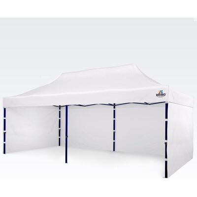BRIMO Cenador de jardín 3×6 m – plegable con 3 paredes - con 3 paredes - Blanco BRIMO Cenador de jardín 3×6 m – plegable con 3 paredes - con 3 paredes - Blanco