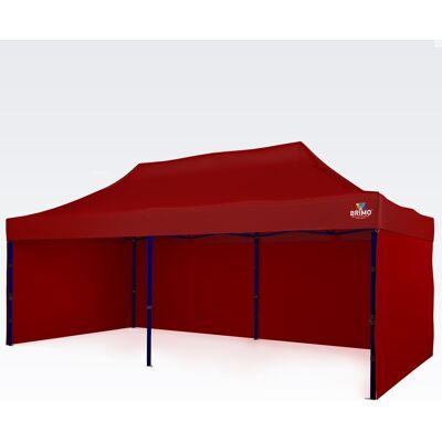 BRIMO Cenador de jardín 3×6 m – plegable con 3 paredes - con 3 paredes - Rojo BRIMO Cenador de jardín 3×6 m – plegable con 3 paredes - con 3 paredes - Rojo