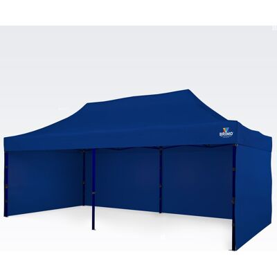 BRIMO Cenador de jardín 3×6 m – plegable con 3 paredes - con 3 paredes - Azul BRIMO Cenador de jardín 3×6 m – plegable con 3 paredes - con 3 paredes - Azul