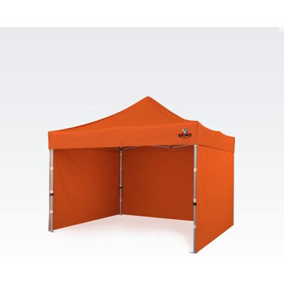 BRIMO Carpa plegable de aluminio para venta 3x3 m: rapidez y fiabilidad para asociaciones y clubes sin ánimo de lucro - con 3 paredes - Naranja BRIMO Carpa plegable de aluminio para venta 3x3 m: rapidez y fiabilidad para asociaciones y clubes sin ánimo de lucro - con 3 paredes - Naranja