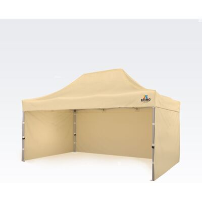 BRIMO Carpa plegable tipo tijera 3x4,5 m ALU también para deportes de motor - con 3 paredes - Beige BRIMO Carpa plegable tipo tijera 3x4,5 m ALU también para deportes de motor - con 3 paredes - Beige