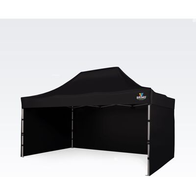 BRIMO Carpa plegable tipo tijera 3x4,5 m ALU también para deportes de motor - con 3 paredes - Negro BRIMO Carpa plegable tipo tijera 3x4,5 m ALU también para deportes de motor - con 3 paredes - Negro