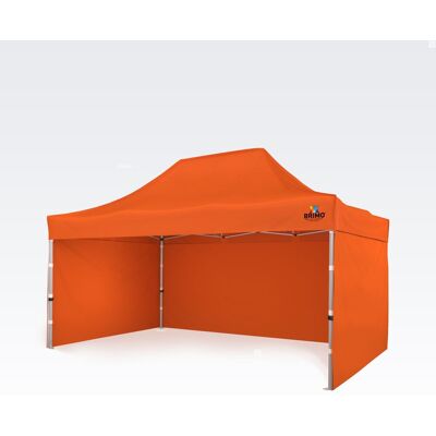 BRIMO Carpa plegable tipo tijera 3x4,5 m ALU también para deportes de motor - con 3 paredes - Naranja BRIMO Carpa plegable tipo tijera 3x4,5 m ALU también para deportes de motor - con 3 paredes - Naranja