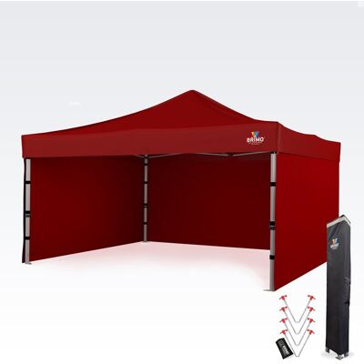 BRIMO Carpa promocional de aluminio 4x4 m ALU EXCLUSIVE – 3 paredes, HEX 45 mm - con 3 paredes - Rojo BRIMO Carpa promocional de aluminio 4x4 m ALU EXCLUSIVE – 3 paredes, HEX 45 mm - con 3 paredes - Rojo