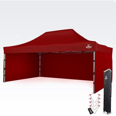 BRIMO Carpa publicitaria 4x6 m Premium (Alu) con 3 paredes – de montaje rápido - con 3 paredes - Rojo BRIMO Carpa publicitaria 4x6 m Premium (Alu) con 3 paredes – de montaje rápido - con 3 paredes - Rojo