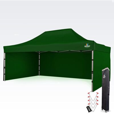 BRIMO Carpa publicitaria 4x6 m Premium (Alu) con 3 paredes – de montaje rápido - con 3 paredes - Verde BRIMO Carpa publicitaria 4x6 m Premium (Alu) con 3 paredes – de montaje rápido - con 3 paredes - Verde
