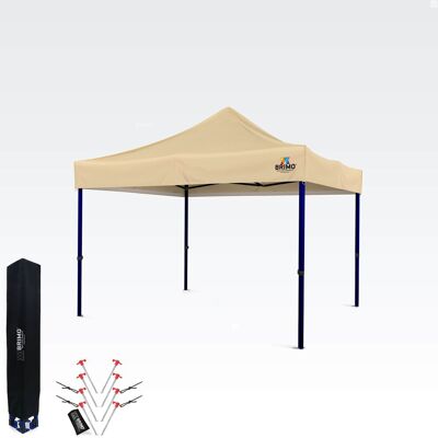 BRIMO Carpa plegable 3x3 m – Montaje rápido y 100% protección para fiestas y celebraciones - sin 3 paredes - Beige BRIMO Carpa plegable 3x3 m – Montaje rápido y 100% protección para fiestas y celebraciones - sin 3 paredes - Beige