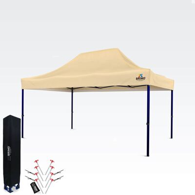 BRIMO Tienda de exhibición 3x4,5m (acero de 45mm) Montaje rápido, larga vida útil - sin 3 paredes - Beige BRIMO Tienda de exhibición 3x4,5m (acero de 45mm) Montaje rápido, larga vida útil - sin 3 paredes - Beige