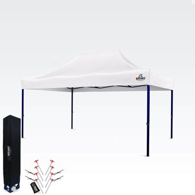 BRIMO Tienda de exhibición 3x4,5m (acero de 45mm) Montaje rápido, larga vida útil - sin 3 paredes - Blanco BRIMO Tienda de exhibición 3x4,5m (acero de 45mm) Montaje rápido, larga vida útil - sin 3 paredes - Blanco