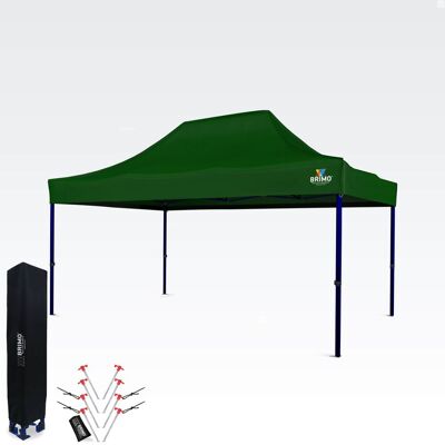 BRIMO Tienda de exhibición 3x4,5m (acero de 45mm) Montaje rápido, larga vida útil - sin 3 paredes - Verde BRIMO Tienda de exhibición 3x4,5m (acero de 45mm) Montaje rápido, larga vida útil - sin 3 paredes - Verde