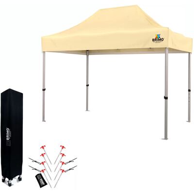 BRIMO Carpa plegable tipo tijera 2×3 m de aluminio sin paredes Montaje rápido y armazón resistente y ligero - sin 3 paredes - Beige BRIMO Carpa plegable tipo tijera 2×3 m de aluminio sin paredes Montaje rápido y armazón resistente y ligero - sin 3 paredes - Beige