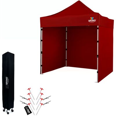 BRIMO Carpa plegable tipo tijera 2x2 m Acero Soporte profesional montado en 45 s. - con 3 paredes - Rojo BRIMO Carpa plegable tipo tijera 2x2 m Acero Soporte profesional montado en 45 s. - con 3 paredes - Rojo