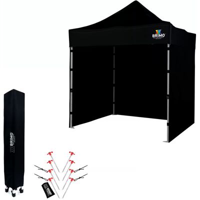BRIMO Carpa plegable tipo tijera 2x2 m Acero Soporte profesional montado en 45 s. - con 3 paredes - Negro BRIMO Carpa plegable tipo tijera 2x2 m Acero Soporte profesional montado en 45 s. - con 3 paredes - Negro