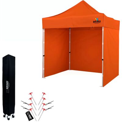 BRIMO Carpa plegable tipo tijera 2x2 m Acero Soporte profesional montado en 45 s. - con 3 paredes - Naranja BRIMO Carpa plegable tipo tijera 2x2 m Acero Soporte profesional montado en 45 s. - con 3 paredes - Naranja