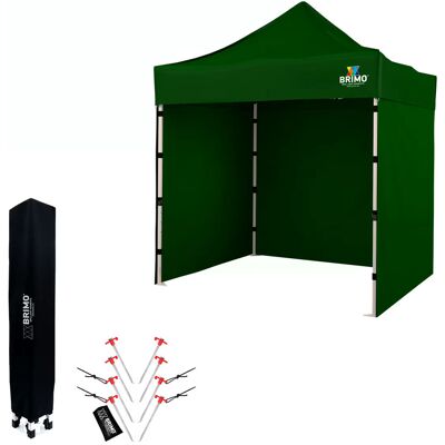 BRIMO Carpa plegable tipo tijera 2x2 m Acero Soporte profesional montado en 45 s. - con 3 paredes - Verde BRIMO Carpa plegable tipo tijera 2x2 m Acero Soporte profesional montado en 45 s. - con 3 paredes - Verde