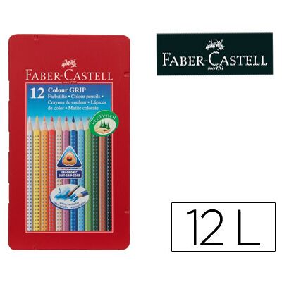 Faber-Castell Color Pencil Acuarela Color Grip Triangular Caja de metal de 12 colores surtidos Faber-Castell Color Pencil Acuarela Color Grip Triangular Caja de metal de 12 colores surtidos