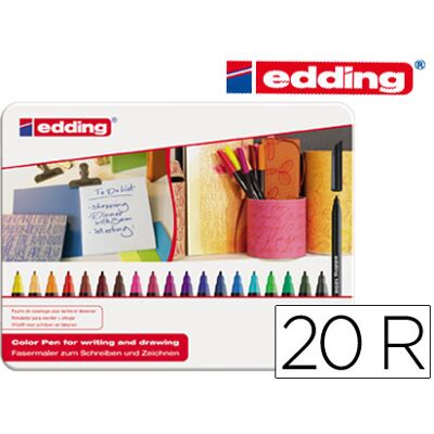 Edding Marker Fiber Tip 1200 Caja de 20 Colores Surtidos Punta Redonda 0.5 mm Edding Marker Fiber Tip 1200 Caja de 20 Colores Surtidos Punta Redonda 0.5 mm