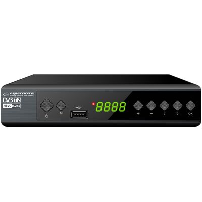 Receptor TDT Full HD DVB-T/T2 H. 265 HEVC Display/Botones Frontales - ESPERANZA Receptor TDT Full HD DVB-T/T2 H. 265 HEVC Display/Botones Frontales - ESPERANZA