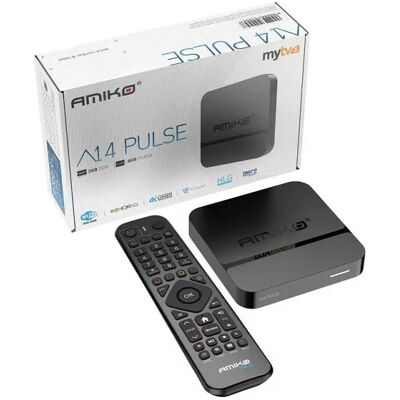 Receptor IPTV Android A14 Pulse 2GB/8GB Wi-Fi Dual Band 4K Ultra HD MyTV3 - AMIKO Receptor IPTV Android A14 Pulse 2GB/8GB Wi-Fi Dual Band 4K Ultra HD MyTV3 - AMIKO