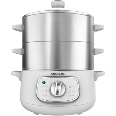 Vaporera Vapovita SteelPot (3 recipientes) 1300W (Blanco/Acero inoxidable) - CECOTEC Vaporera Vapovita SteelPot (3 recipientes) 1300W (Blanco/Acero inoxidable) - CECOTEC