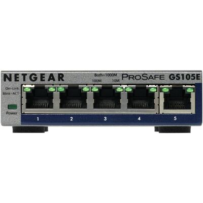 Conmutador Gigabit Ethernet L2/L3 de red no administrada (10/100/1000) - Netgear GS105E-200PES Conmutador Gigabit Ethernet L2/L3 de red no administrada (10/100/1000) - Netgear GS105E-200PES