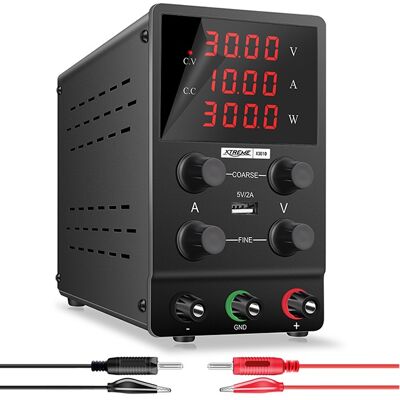 Fuente de Alimentación Ajustable 0~30V 0~10A (Negra) - XTREME Fuente de Alimentación Ajustable 0~30V 0~10A (Negra) - XTREME