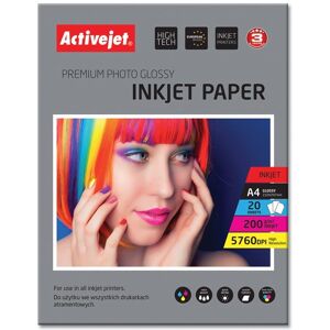 Papel Fotográfico AP4-200G20 A4 Brillo 20 Hojas - ACTIVEJET Papel Fotográfico AP4-200G20 A4 Brillo 20 Hojas - ACTIVEJET
