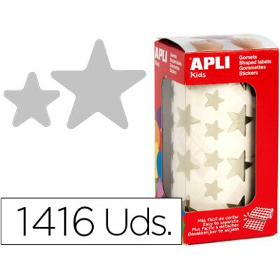Etiquetas Autoadhesivas Estrella Apli - Rollo Plata 1416 Unidades Etiquetas Autoadhesivas Estrella Apli - Rollo Plata 1416 Unidades