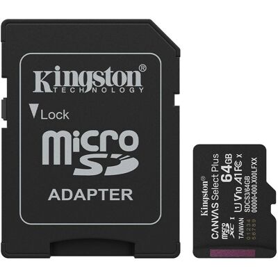 Tarjeta de Memoria Canvas Select Plus Gen3 64GB MicroSDXC UHS-I Clase 10 + Adaptador - KINGSTON Tarjeta de Memoria Canvas Select Plus Gen3 64GB MicroSDXC UHS-I Clase 10 + Adaptador - KINGSTON