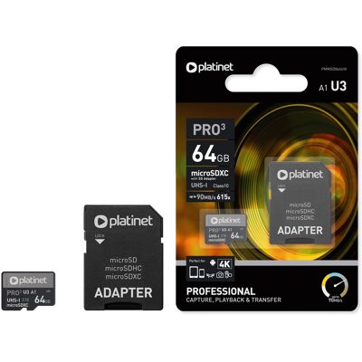 Tarjeta de memoria MicroSDXC UHS-III Platinet 64GB - Tarjeta de memoria Tarjeta de memoria MicroSDXC UHS-III Platinet 64GB - Tarjeta de memoria