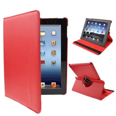 Funda giratoria en polipiel para iPad 2/3/4 Rojo - Estuche protector Funda giratoria en polipiel para iPad 2/3/4 Rojo - Estuche protector