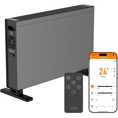 Calefactor Convector Eléctrico Inteligente Tuya Blaze 2000W c/ Wi-Fi y Control Remoto (Negro) - KSIX Calefactor Convector Eléctrico Inteligente Tuya Blaze 2000W c/ Wi-Fi y Control Remoto (Negro) - KSIX