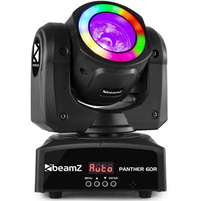 Cabeza Móvil con Anillo LED 4 en 1 Haz LED 60W RGBW DMX (Panther 60R) - beamZ Cabeza Móvil con Anillo LED 4 en 1 Haz LED 60W RGBW DMX (Panther 60R) - beamZ