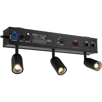 Bar 3x Focos/Proyectores LED COB "2-EN-1" 10W DMX a Pilas con Control de Distancia (EZYBAR3) - beamZ Bar 3x Focos/Proyectores LED COB "2-EN-1" 10W DMX a Pilas con Control de Distancia (EZYBAR3) - beamZ