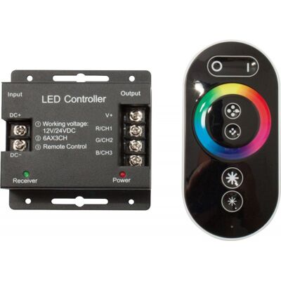 Controlador RGB 12/24VDC 3x 6A 432W con control de tecnología táctil Controlador RGB 12/24VDC 3x 6A 432W con control de tecnología táctil